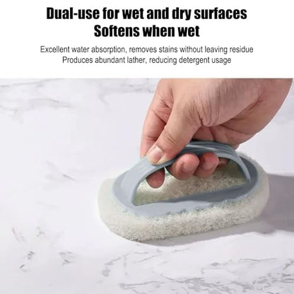 2PCS Magic Cleaning Sponge,Shower Cleaner Brush,Multi Function Handheld Cleaning Sponge Brush,for Kitchen and Bathroom Ideal for Glass Walls and Ceramics,Gery