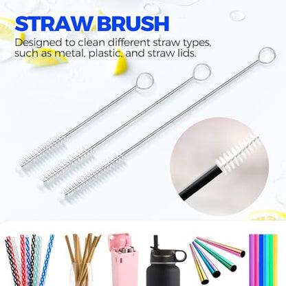Holikme 6 Pack Dish Brush Set with Bottle Brush, Dish Scrub Brush, Pan Brush and 3 Straw Brushes, Deep Cleaning Handle Brush with Scraper Tip for Kitchen Sink Dishes Bottle Cup Pot and Pans (Azul) - color: Azul