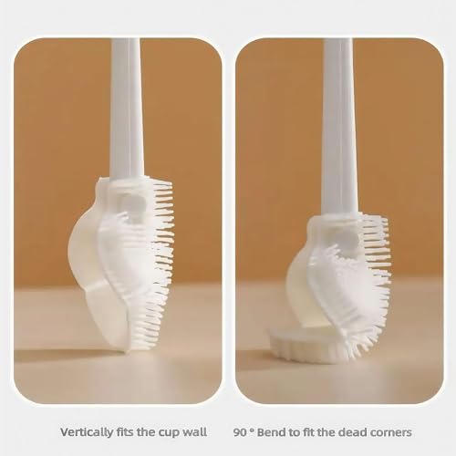 Bloame All Angle Bottle Brush,Bloames Narrow Cleaning Brush,360°Multifunction Long Bottle Brush Narrows Neck,Silicone Soft Rotating Cleaning Cup Brush,for Cups, Coffee Mug Any Bottle Mouth Brush. (2)