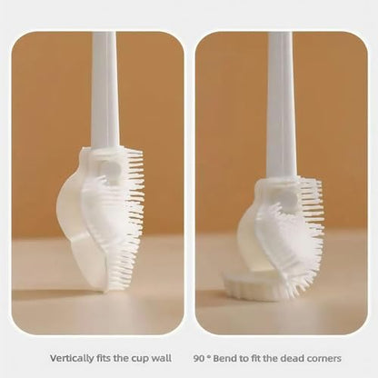 Bloame All Angle Bottle Brush,Bloames Narrow Cleaning Brush,360°Multifunction Long Bottle Brush Narrows Neck,Silicone Soft Rotating Cleaning Cup Brush,for Cups, Coffee Mug Any Bottle Mouth Brush. (2)