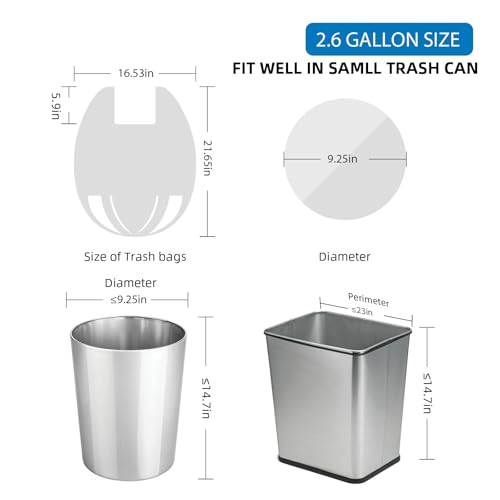 2.6 Gallon Small Trash-Bags Bathroom With-Handles - Kitchen White Garbage Bag 100 Count Little Plastic Unscented Waste Basket Office Car Thick Strong Can Liners Acqkunlo - color: 2.6 gal white 100