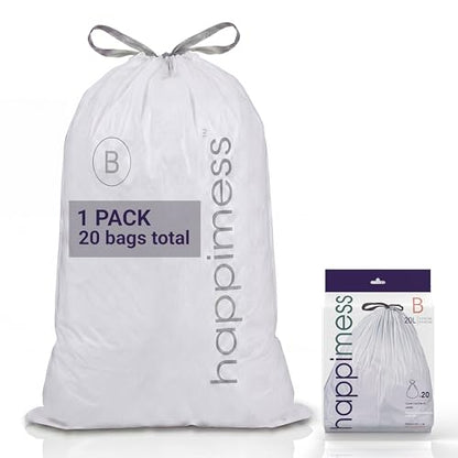 happimess 5.3 Gallon (20L) Drawstring Trash Bags, Unscented, Clear, Heavy Duty LDPE Liners for Kitchen and Household, Custom Fit, 20 Count (1 Packs of 20 Liners) HPM3000B-C-1SET - color: Clear, size: 20 Count (Pack of 1)