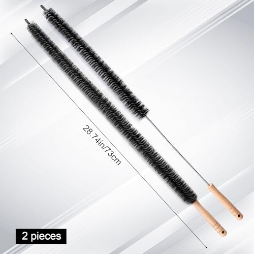 2pcs Bendable Radiator Brush, Include 1pcs Long Brush Head Radiator Dusters and 1pcs Long Handle Dryer Vent Lint Cleaners for Dryer Vents Refrigerator Coil Stair Rails Furniture