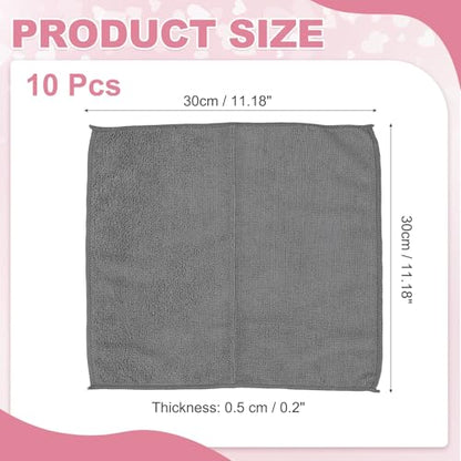 uxcell 10 Pcs Microfiber Cleaning Cloth, Kitchen Towels Reusable Microfiber Towels Highly Absorbent for Household Cleaning Supplies, Kitchen, Bathroom, Gray(Square), 11.8" X11.8 - color: Gray
