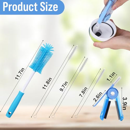 XANGNIER 5 Pcs Water Bottle Cleaner Brush Set for Owala 24oz/32oz/40oz Cup,Multifunctional Bottle Brush and Long Straw Cleaner Brush,Cleaning Kit for Owala/Stanley/Yeti Tumbler Cup Accessories - size: 5 pack
