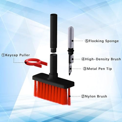 5 in 1 Keyboard Cleaning Brush Kit, Multifunctional Earbuds Cleaner with Keycap Puller, Cleaning Tools for Mechanical Keyboard, PC Laptop and Earphone