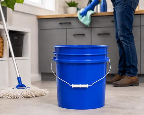 House Naturals 5 Gallon Premium HPDE Plastic Bucket - Made in USA Food Grade Storage Container, BPA Free All Purpose Pail (1, Reflex Blue) - color: Reflex Blue