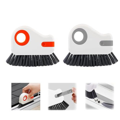 2 in 1 Groove Cleaning Brush Window Track Cleaning Tools, Multifunction Crevice Brush with Hard Bristle and Hidden Scraper, Kitchen Brush Window Track Cleaner for Sliding Door Track, Sill (2Pcs) - color: 2pcs