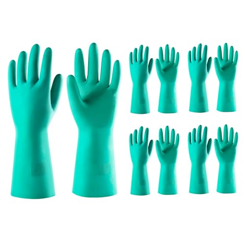 ThxToms 5 Pairs Nitrile Chemical Resistant Gloves, 15mil,13", Reusable Latex Rubber Free Heavy Duty Gloves, Acid Alkali Oil Protection, Industrial Use and Household Cleaning, Non-Slip, Small - color: Pack of 5, size: Small