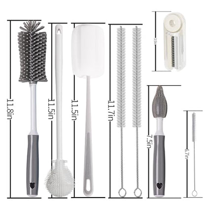 8Pcs Water Bottle Cleaner Brush Compatible with Stanley, Multipurpose Brush Cleaner Kit with Nylon Straw Brush 4 in 1 Bottle Gap Cleaner and Silicone Cup Cleaners - color: Gray