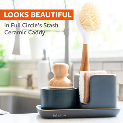 Full Circle Walnut and Cellulose Scrubber Sponges – Pack of 6 – Powerful, Non-Scratch Kitchen Sponges Made with Plant-Based Sustainable Materials, Safe for Nonstick Cookware - size: Walnut Sponge 6pk