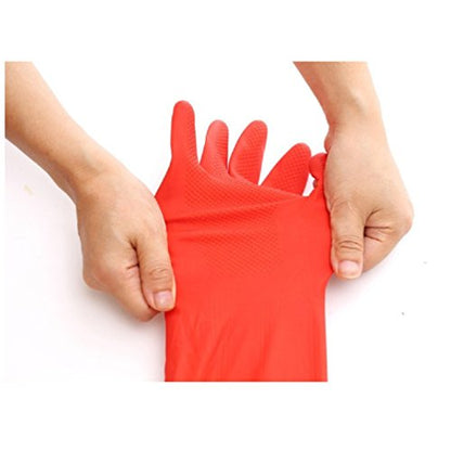 Kitchen Rubber Cleaning Gloves with Warm Lining Household Thickening PU Waterproof Dishwashing Latex Glove Large 2 Pairs