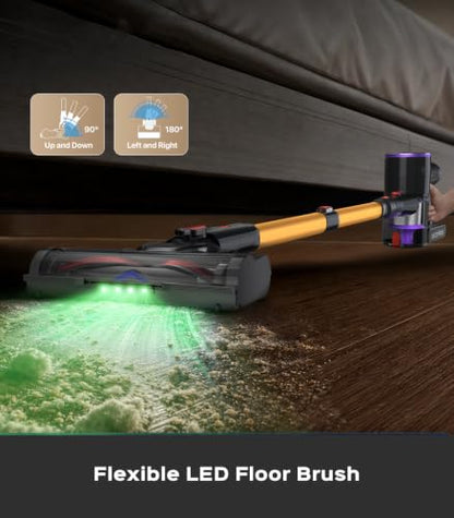 Cordless Stick Vacuum Cleaner: 550W 50KPA 45Mins with Powerful Suction, Self-Standing Lightweight Wireless Rechargeable Handheld Vacuum with Touch Screen for Home Pet Hair/Carpets/Floors