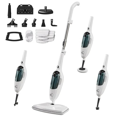 JOYMOOP Steam Mop & Handheld Steam Cleaner, 1100W Electric Steam Cleaner for Home, Fast Heat 20s, Adjustable Steam, Detachable Water Tank, 11 Accessories for Floors, Windows, Clothes - size: 5 Microfiber pads