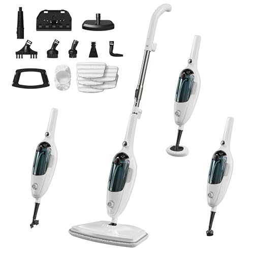 JOYMOOP Steam Mop & Handheld Steam Cleaner, 1100W Electric Steam Cleaner for Home, Fast Heat 20s, Adjustable Steam, Detachable Water Tank, 11 Accessories for Floors, Windows, Clothes - size: 5 Microfiber pads