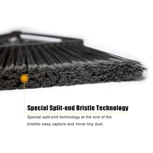 Heavy Duty Broom Outdoor Indoor, Upgraded Commercial Angle Brooms, Black Broom for Sweeping House, Restaurant, Kitchen, Garage, Courtyard - color: 4 * Black