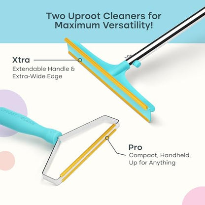 Uproot Cleaner Pro Pet Hair Remover Bundle - Including Xtra Carpet Rake for Pet Hair Removal Tool - Scrape Easy the Cat & Dog Fur from Your Carpet, Rugs, Cat Bed, Car Trunk & More - color: Xtra + Pro