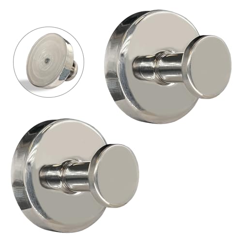 Suction Cup Hooks for Shower - 2 Pack, Chrome - Stainless Steel, Strong Suction, No Drill, Removable Hanger, Tile Bathroom Kitchen Wall, Glass Door, Mirror Hook Hanging Robe, Towel Holder - color: Chrome