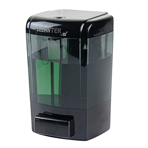 Clean Tek Professional 23.7 Ounce Manual Soap Dispenser, 1 Wall-Mountable Soap Dispenser - With Security Key, Black Plastic Refillable Soap Dispenser, Push Mechanism, Transparent Tank - Restaurantware - color: Black