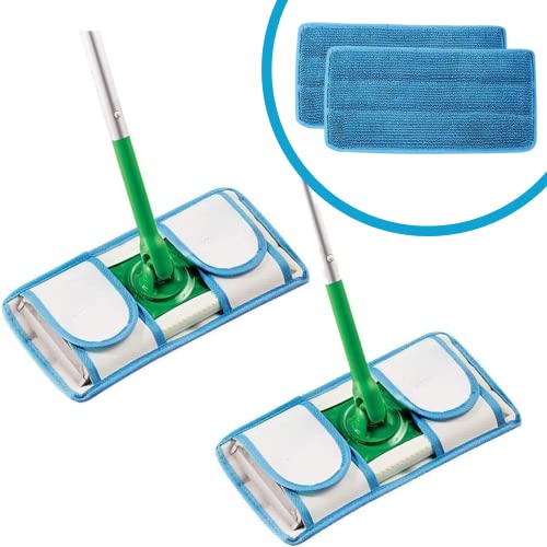 Reusable Microfiber Mop Pads | Durable Machine Washable Refills | Compatible with Swiffer Dry Mops | Flat Mop Pads for Efficient Floor Cleaning | 2 Pack - size: 2 Count (Pack of 1)