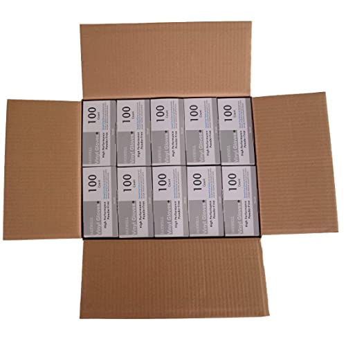 Daxwell Vinyl Gloves, Powder Free, Small, Clear, F10001296 (Case of 1,000, 10 Boxes of 100) - size: Small