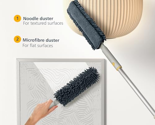 Joseph Joseph CleanTech 3-in-1 Microfiber Machine Washable Dual Sided Duster with Storage Sheath and Duster Head Cleaning Tool - style: Duster
