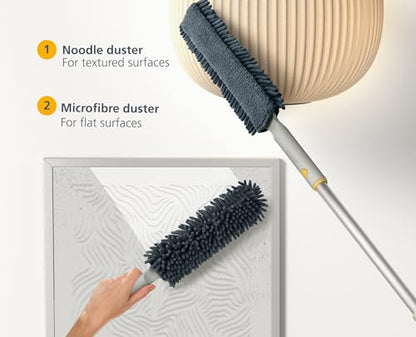 Joseph Joseph CleanTech 3-in-1 Microfiber Machine Washable Dual Sided Duster with Storage Sheath and Duster Head Cleaning Tool - style: Duster