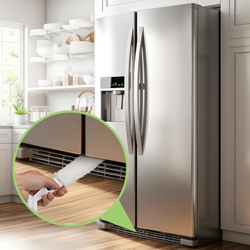Air Conditioner Cleaner Set Mini Split Cleaning Kit Under Fridge Cleaning Tool Window Unit Kit with 5 Replaceable Brush Clothes for Refrigerator Air Conditioner, No Disassembly Furniture Appliances