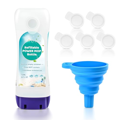 Refillable Bottle for Swiffer® Power Mop™, 720ML / 24 FL.OZ Reusable Solution Container, Leak-Resistant Lock, Use Any Liquid Cleaner