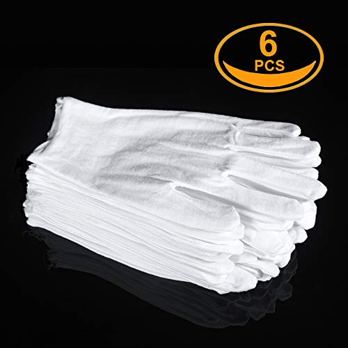 3 Pairs White Cotton Gloves for Dry Hands Eczema SPA Moisturizing - Work Glove Liners for Serving Costume Inspection - color: 3 Pairs