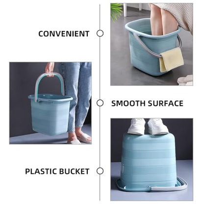 Didiseaon Plastic Bucket with Handle Rectangular Tub Portable Water Pail Utility Storage Bucket for Household Cleaning Supplies 11L, 26.00X24.50X18.50CM