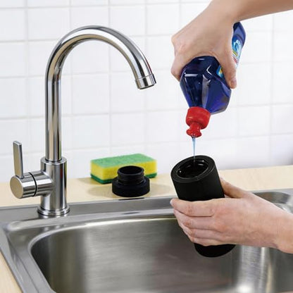 Dish Soap Dispenser for Kitchen, Silicone Squeeze Bottle for Dish Detergent (Black) - color: Black