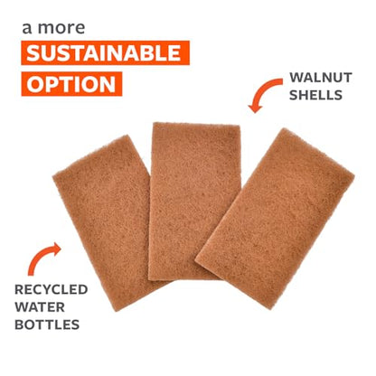 Full Circle Neat Nut, Walnut Scour Pads – Pack of 8 – Powerful, Non-Scratch Dish Scrubber Made with Plant-Based & Recycled Materials, Safe for Nonstick - size: Walnut Scour 8pk