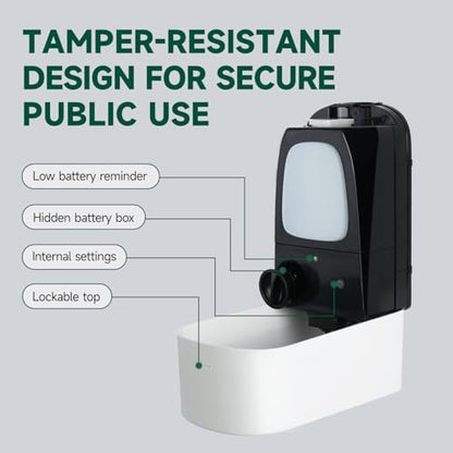 anydry Commercial Automatic Soap Dispenser Large 34oz/1000ml Capacity Wall-Mounted Touchless Liquid Dispenser for High-Traffic Restrooms, Offices, Hospitals Model AD1220S White - color: White