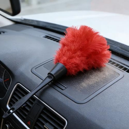 Turkey Plumage Duster with Non-Slip Handle Large Microfiber Head for Dusting Ceiling Fans Blinds Furniture and Corners Reusable Cleaning Tool 13.77In