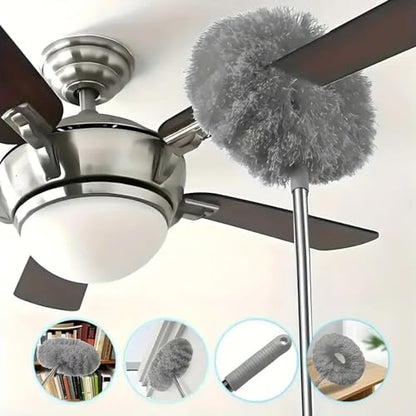 Duster Mop with Extension,Dust Mop Reusable Fan Cleaning Tool for Home, Car, Office, Blades, Windows, Glass Furniture,Grey - color: Gray