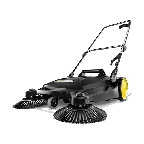 Kärcher Walk Behind Outdoor Push Sweeper S 4 Twin Go!Further for Workshops, Sidewalks, Driveways or Garages with Debris Grabber 5.25 Gallon Capacity, 26.8" Sweeping Width - color: Black, style: S 4 Twin (Residential)