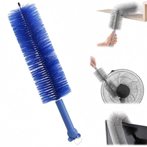 Fan Cleaning Brush, Bendable Cobweb Duster Cobweb Duster, 2026 New Microfiber Head Dusting Brush, Washable ldeal for Electric Fans Air Conditioning, Home Car Vents, Curtain (Blue) - color: Blue