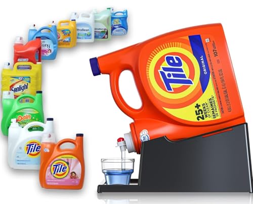 TidyFriend Liquid Laundry Detergent Holder Stand with Drip Tray & Rubber-Grip Feet, Stand for Laundry Room Organization and Storage, Fabric Softener Dispenser with Cup Holder for Easy Pouring (Black) - color: Black