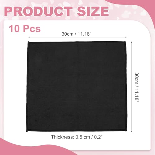 uxcell 10 Pcs Microfiber Cleaning Cloth, Kitchen Towels Reusable Microfiber Towels Highly Absorbent for Household Cleaning Supplies, Kitchen, Bathroom, Black(Square), 11.8" X11.8 - color: Black