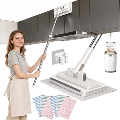 2026 Upgraded Hands Free Multi Purpose Flat Mop, Hands Free Flat Mop, One-Button Cloth Grip, 360° Rotating Reusable Lazy Mops for Floor Wall & Bathroom, Wet & Dry Use (1Mop+6Cloth) - color: 1mop+6cloth