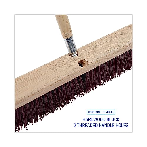Boardwalk 20324 Floor Brush Head, 3 1/4" Maroon Stiff Polypropylene, 24"