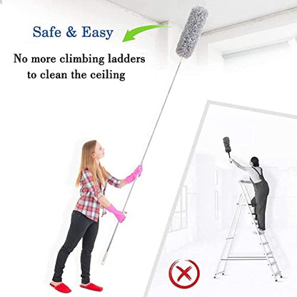 Fan Cleaning Mop Microfiber Duster with Extension Pole, Extra Long 100 inches, Adjustable, Bendable Head, Extendable Duster for Cleaning High Ceiling Fan, Interior Roof, Gap Dust