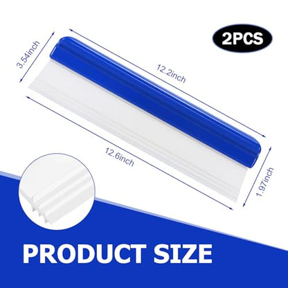 2PCS 12.2 Inch Car Drying Squeegee Water Blade, Silicone T Bar Car Squeegee for Window Cleaning, Upgrade 3-Layer Sink Squeegees Water Blades for Auto Home Use (Blue)