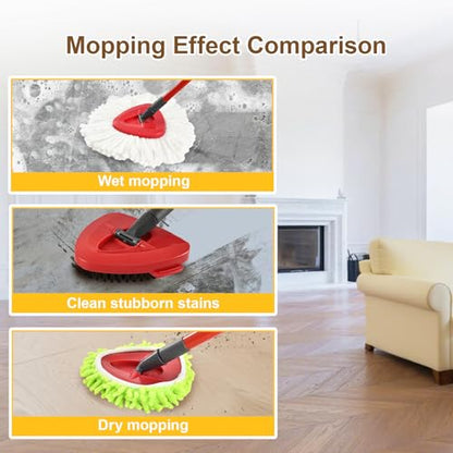 6 Pack Mop Heads Replacement for Ocedar EasyWring 1 Tank Spin Mop System,Include 2 Microfiber Spin Mops Replace Head&2 Chennile Mops Head Machine Washable with Scrubber Mopp Head and Base for Cleaning - size: for Ocedar 1 Tank