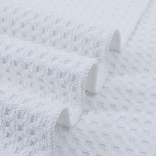 POLYTE Ultra Premium Microfiber Kitchen Dish Hand Towel Waffle Weave, 8 Pack (16x28 in, White) - color: White, size: 16x28 in