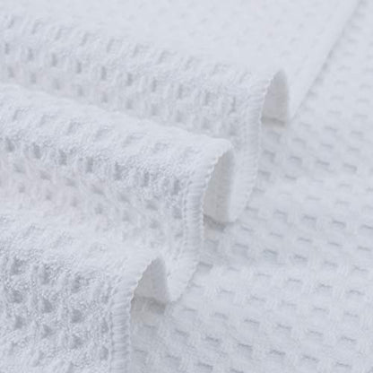 POLYTE Ultra Premium Microfiber Kitchen Dish Hand Towel Waffle Weave, 8 Pack (16x28 in, White) - color: White, size: 16x28 in