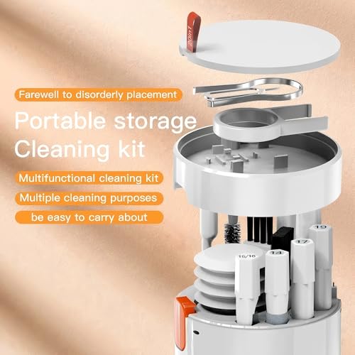 20-in-1 Electronics Cleaning Kit, Professional Keyboard Cleaner Kit with Retractable Brush, Earbud Cleaning Pen and Screen Cleaner for Keyboard, Computer, iPhone, Laptop, PC and Monitor - color: 20-in-1 White