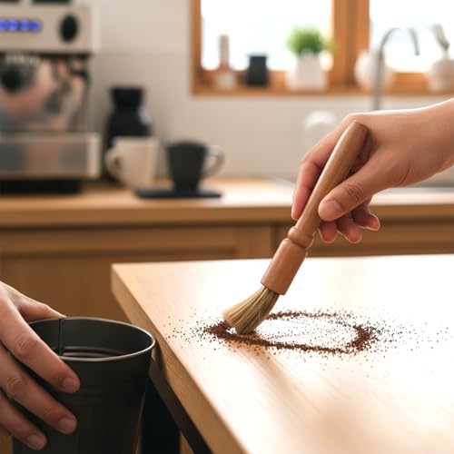 5 Pcs Coffee Grinder Cleaning Brush Espresso Machine Brush Cleaner Tool with Wooden Handle and Natural Bristles Nylon Espresso Brushes Coffees Machine Group Head for Barista Home Kitchen Machines Wash