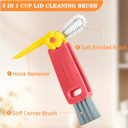 3 in 1 Cup Lid Gap Cleaning Brush Set, Multifunctional Insulation Bottle Cleaning Brush, Mutipurpose Portable Cup Lid Gap Cleaner, Home Kitchen Crevice Brush Cleaning Tools
